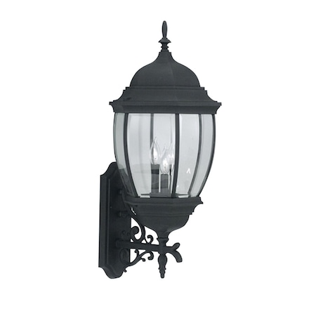 Designers Fountain Tiverton 2925 in 3Light Black Outdoor Wall Lantern with Clear Glass Shade 2442-BK